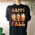 Happy Fall Y'all Autumn Halloween Pumpkin Spice Latte Women's Oversized Comfort T-shirt Back Print Black