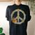 Hippie Floral Groovy Peace 70S Flower Vintage Peace Sign Women's Oversized Comfort T-Shirt Back Print Black