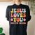 Jesus Loves You And I'm Trying Christian Retro Groovy Women's Oversized Comfort T-shirt Back Print Black