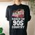 Raised On 90S Country Music Retro Farm Cowgirl Women's Oversized Comfort T-Shirt Back Print Black