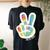Retro Tie Dye Peace Sign Be Kind Peace Love Kindness Women's Oversized Comfort T-Shirt Back Print Black