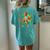 60S 70S Peace Sign Tie Dye Hippie Sunflower Outfit Women's Oversized Comfort T-Shirt Back Print Chalky Mint