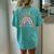 Hello 6Th Grade Leopard Boho Rainbow 1St Day Of School Women's Oversized Comfort T-shirt Back Print Chalky Mint
