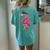 Vintage Pirate Pink Flamingo With Sword Halloween Costume Women's Oversized Comfort T-Shirt Back Print Chalky Mint