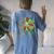 60S 70S Peace Sign Tie Dye Hippie Sunflower Outfit Women's Oversized Comfort T-Shirt Back Print Blue Jean