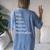 Bob Buju Beres Beenie Bounty Barrington Women's Oversized Comfort T-shirt Back Print Blue Jean