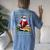 Christmas Santa Woodworking Ugly Christmas Sweater Women's Oversized Comfort T-shirt Back Print Blue Jean