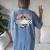 Creep It Real Spooky Ghost Mouse Halloween Women's Oversized Comfort T-shirt Back Print Blue Jean