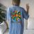 Daisy Peace Sign Hippie Soul Hippie Flower Lovers Women's Oversized Comfort T-Shirt Back Print Blue Jean