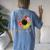 Daisy Peace Sign Love Hippie Soul Flower Lovers 60S 70S Women's Oversized Comfort T-Shirt Back Print Blue Jean