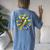 Down Syndrome Awareness Leopard Sunflower Yellow Blue Ribbon Women's Oversized Comfort T-Shirt Back Print Blue Jean