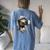 Sloth Cute Sloth Lazy Person Sloth Lover Sloth Women's Oversized Comfort T-shirt Back Print Blue Jean