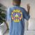 Groovy Peace Hippie Love Sign Love Flower World Peace Day Women's Oversized Comfort T-shirt Back Print Blue Jean