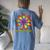 Happy Hippie Groovy Retro Tie Dye Daisy Peace Symbol Women's Oversized Comfort T-Shirt Back Print Blue Jean