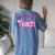 My Job Is Teach Retro Pink Style Teaching School For Teacher Women's Oversized Comfort T-shirt Back Print Blue Jean
