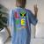 Love Jamaican Flag Blouse For Independence Carnival Festival Women's Oversized Comfort T-Shirt Back Print Blue Jean