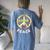 Retro 60S & 70S Floral Hippie Daisy Peace Sign Love Peace Women's Oversized Comfort T-Shirt Back Print Blue Jean
