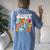 Retro Groovy Peace Out Single Digits 10Th Birthday Girl Women's Oversized Comfort T-shirt Back Print Blue Jean