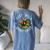 Stay Wild Gypsy Child Daisy Peace Sign Hippie Soul Women's Oversized Comfort T-Shirt Back Print Blue Jean