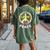 Retro 60S & 70S Floral Hippie Daisy Peace Sign Love Peace Women's Oversized Comfort T-Shirt Back Print Moss