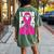 I Wear Pink For My Mom Pink Ribbon Breast Cancer Awareness Women's Oversized Comfort T-shirt Back Print Moss