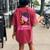 Black Queen Support Squad Breast Cancer Awareness Women's Oversized Comfort T-shirt Back Print Crimson
