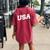 Usa 4Th Of July United States America American Men Women Women's Oversized Graphic Back Print Comfort T-shirt Crimson