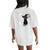 Moon Halloween Scary Black Cat Costume Witch Hat Women's Oversized Comfort T-Shirt Back Print Ivory