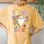 Groovy Teacher Halloween Trick Or Teach Retro Floral Ghost Women's Oversized Comfort T-Shirt Back Print Mustard