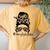Hairstylist Lifes Mom Messy Bun Women's Oversized Comfort T-Shirt Back Print Mustard