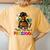 Happy First Day Of Preschool Afro Teacher Pre-K Messy Bun Women's Oversized Comfort T-Shirt Back Print Mustard