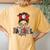 Loud & Proud Baseball Mom Messy Bun Hair Leopard Plaid Women's Oversized Comfort T-Shirt Back Print Mustard