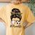 Soccer And Baseball Mom Messy Bun Leopard Women's Oversized Comfort T-Shirt Back Print Mustard