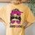 Survivor Breast Cancer Awareness Messy Bun Pink Ribbon Women's Oversized Comfort T-Shirt Back Print Mustard