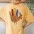 Thanksgiving Hand Turkey Thanksgiving Teacher Thankful Women's Oversized Comfort T-Shirt Back Print Mustard