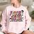 Retro Spooky Sister Floral Boho Ghost Sis Halloween Costume Gifts For Sister Funny Gifts Women Oversized Sweatshirt Light Pink