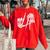 Cute Freaky Los Angeles Hand Sign Skeleton La Gift Women Oversized Sweatshirt Red