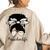 Afro Teacher Cute Messy Bun Girl Teaching Life Teacher Gifts Women's Oversized Back Print Sweatshirt Sand