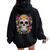 De Los Muertos Day Of The Dead Sugar Skull Halloween Women Oversized Hoodie Back Print Black