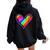 Neon Rainbow Heart Love Pride Lgbqt Rally Women Oversized Hoodie Back Print Black