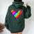 Neon Rainbow Heart Love Pride Lgbqt Rally Women Oversized Hoodie Back Print Forest