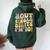 Peace Out Single Digits I'm 10 Retro Retro Groovy Birthday Women Oversized Hoodie Back Print Forest