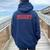 Friant California Souvenir Trip College Style Red Text Women Oversized Hoodie Back Print Navy Blue