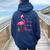 Flamingo Christmas Holiday Tropical Beach Party Women Oversized Hoodie Back Print Navy Blue