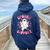 Groovy Spooky Support Squad Breast Cancer Ghost Halloween Women Oversized Hoodie Back Print Navy Blue