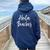 Hola Beaches Summer Vacation Outfit Beach Women Oversized Hoodie Back Print Navy Blue