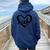 Sarcastic Meh Heart Uninterested Sarcasm Quote Present Women Oversized Hoodie Back Print Navy Blue