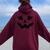 Jack O Lantern Eyelashes Pumpkin Face Halloween Girls Women Oversized Hoodie Back Print Maroon