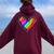 Neon Rainbow Heart Love Pride Lgbqt Rally Women Oversized Hoodie Back Print Maroon