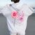 Pink Bird Flamingo Breast Cancer Awareness Women Oversized Hoodie Back Print White